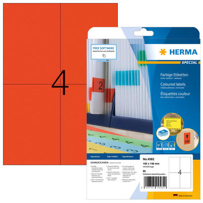 etiquetas-herma-a4-rojo-105x148mm-papel-mate-removible-80-piezas