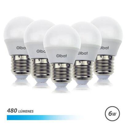 elbat-pack-de-5-bombillas-led-g45-6w-e27-480lm-6500k-luz-fria