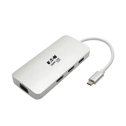 tripp-lite-estacion-de-conexion-usb-c-x2-hdmi-vga-thunderbolt-3-usb-a-carga-pd-1080p-60-hz-plata