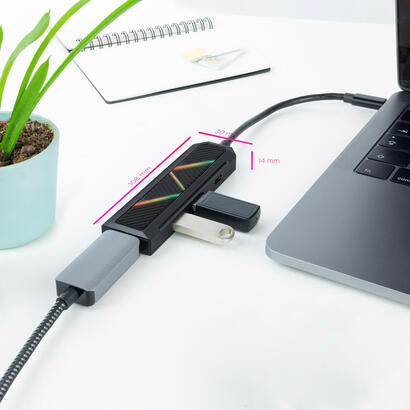 nanocable-4-en-1-hub-usb-c-30-con-2x-usb-a-30-1x-usb-c-pd-1x-hdmi-carcasa-de-aluminio-cable-de-015m