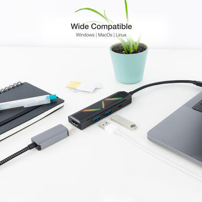 nanocable-4-en-1-hub-usb-c-30-con-2x-usb-a-30-1x-usb-c-pd-1x-hdmi-carcasa-de-aluminio-cable-de-015m