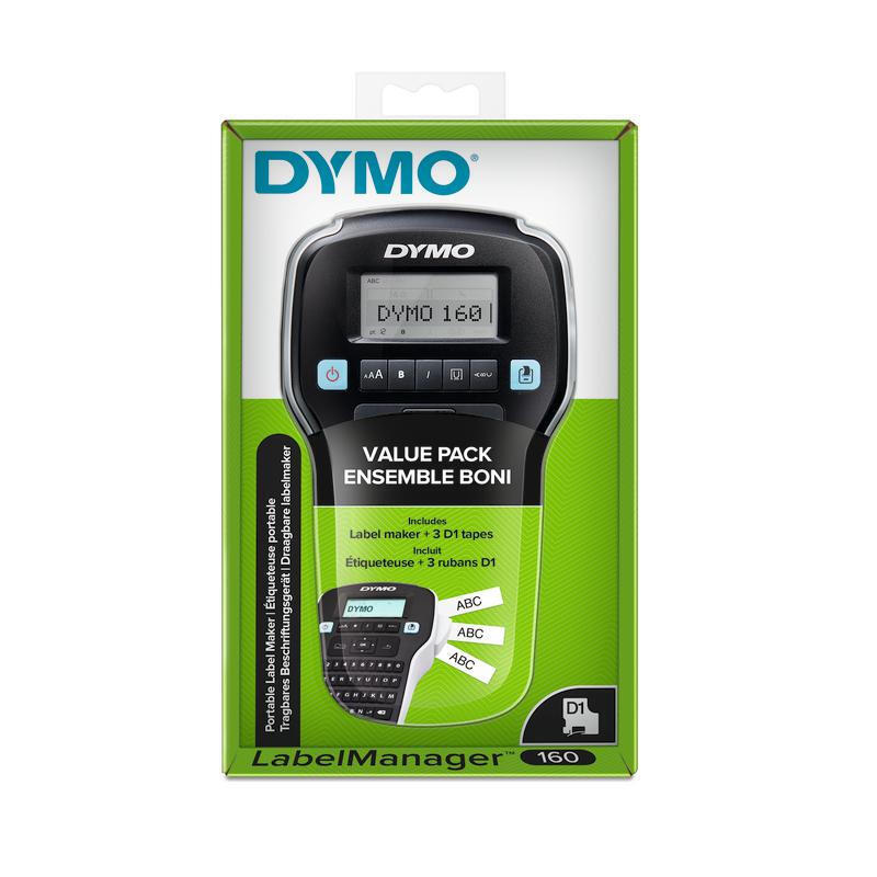 dymo-labelmanager-160-value-pack-met-3-d1-bander-12mm-qwertz