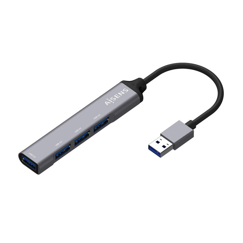 aisens-hub-usb-30-aluminio-tipo-a-macho-a-4xtipo-a-hembra-10cm-gris