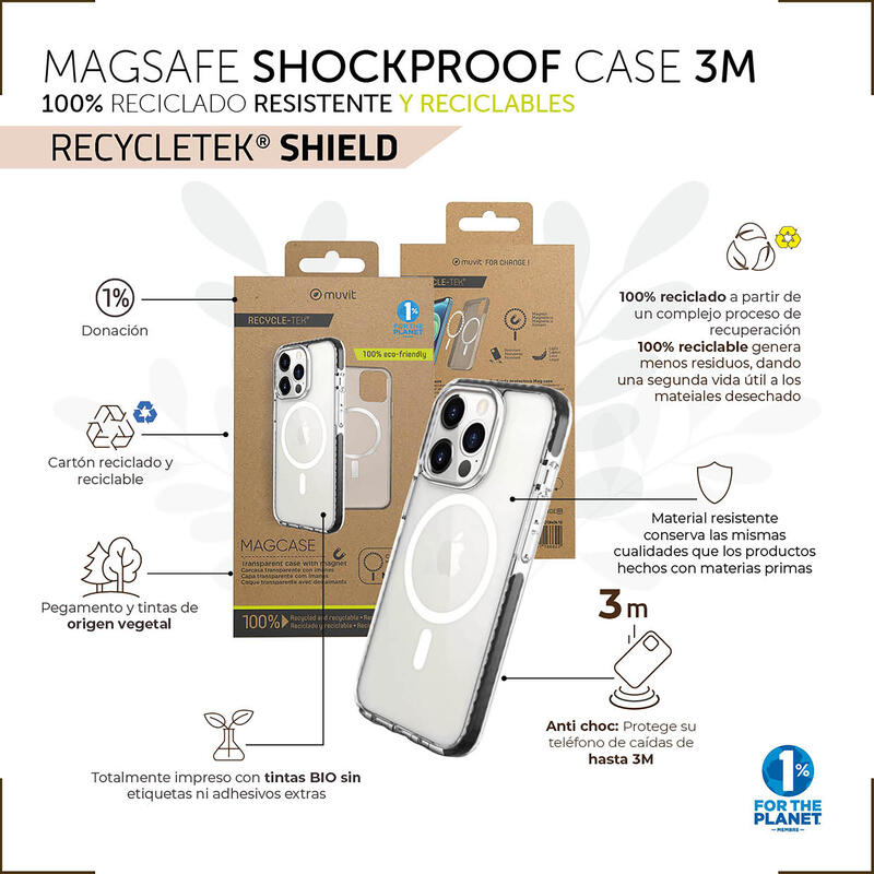 muvit-for-change-funda-recycletek-magsafe-shockproof-3m-compatible-con-apple-iphone-14-transparentenegra