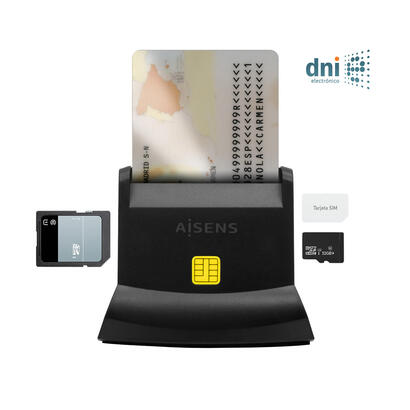 aisens-lector-de-tarjetas-inteligente-dni-con-lector-sim-sd-mirosd-mmc-rs-mmc-mmc-micro-usb-c-negro