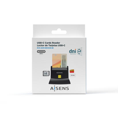 aisens-lector-de-tarjetas-inteligente-dni-con-lector-sim-sd-mirosd-mmc-rs-mmc-mmc-micro-usb-c-negro