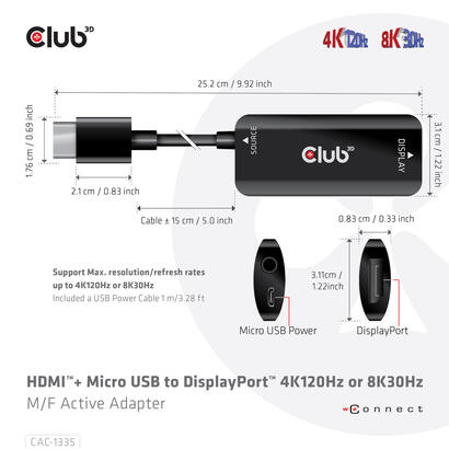 club3d-adaptador-hdmi-microusb-dp-4k120hz