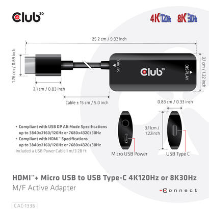 club3d-adaptador-hdmi-microusb-usb-c-4k120hz