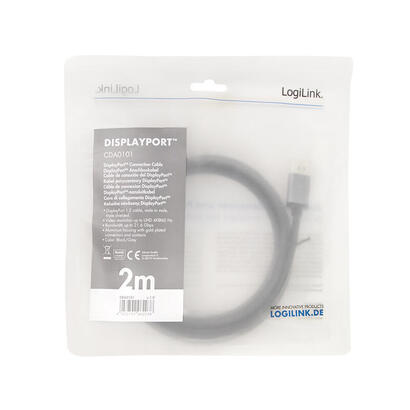 logilink-cda0101-cable-displayport-2-m-negro-gris