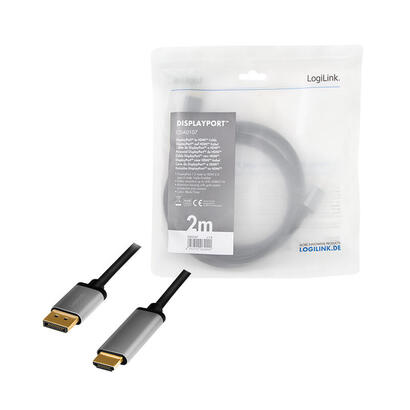 logilink-cda0107-cable-displayport-hdmi-2-m-negro-gris