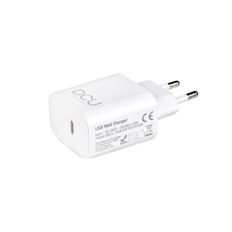 dcu-cargador-blanco-usb-c-carga-rapida-20w