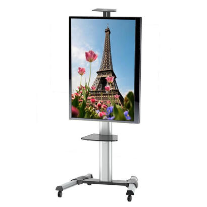 techly-ica-tr15-soporte-de-pie-para-pantalla-plana-1778-cm-70-soporte-de-suelo-con-ruedas-para-pantalla-plana-plata