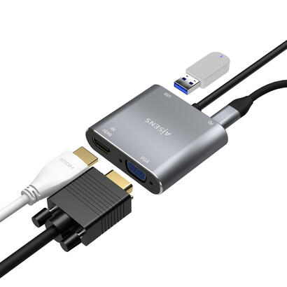 aisens-conversor-usb-c-a-vgahdmi-4kusb30usb-c-pd-usb-cm-vgah-hdmih-usb-ah-usb-ch-15cm-gris