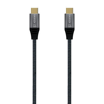 aisens-cable-usb-32-gen2x2-aluminio-20gbps-5a-100w-e-mark-tipousb-cm-usb-cm-2m-gris