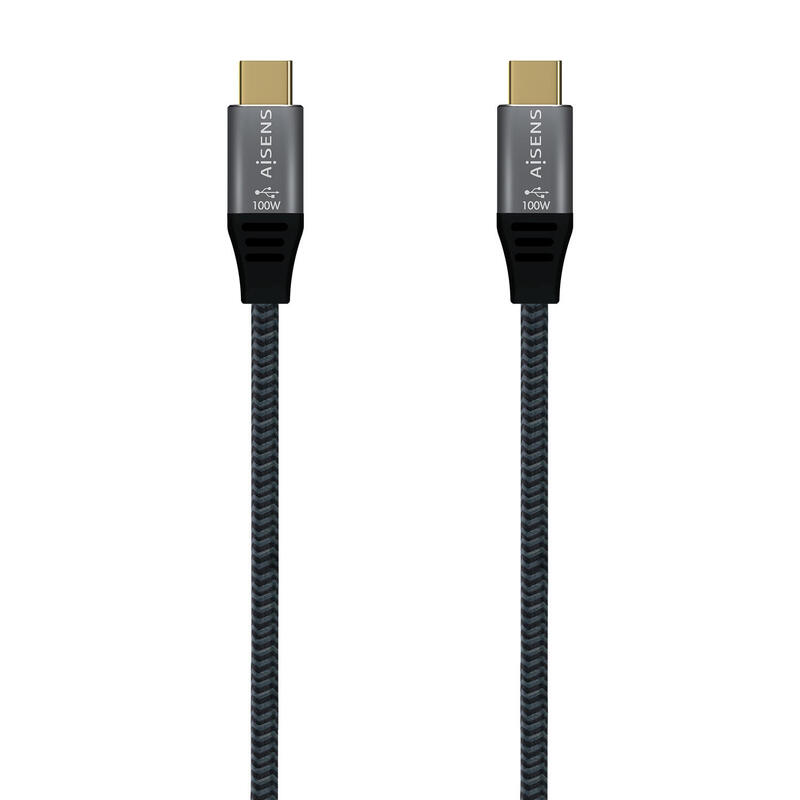 aisens-cable-usb-32-gen2x2-aluminio-20gbps-5a-100w-e-mark-tipousb-cm-usb-cm-2m-gris