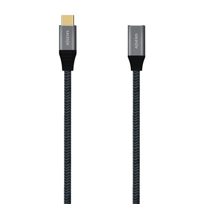aisens-cable-alargador-usb-31-tipo-c-20gbps-5a-100w-usb-tipo-c-macho-usb-tipo-c-hembra-1m-gris