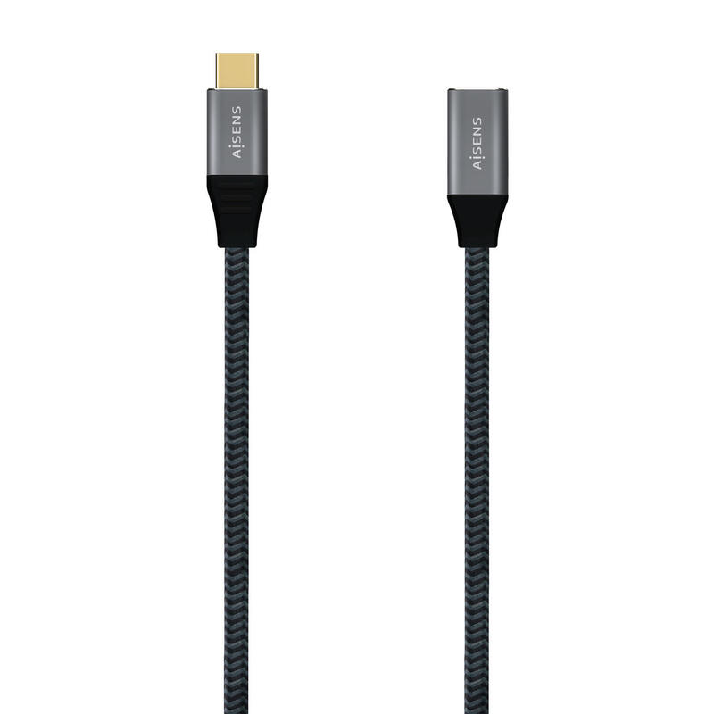 cable-alargador-usb-31-tipo-c-aisens-a107-0635-20gbps-5a-100w-usb-tipo-c-macho-usb-tipo-c-hembra-1m-gris