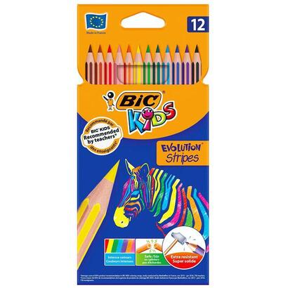 bic-lapices-de-colores-kids-evolution-stripes-estuche-de-12
