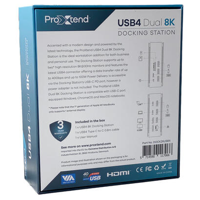 proxtend-dock2xusb4-base-para-portatil-y-replicador-de-puertos-alambrico-usb4-gris