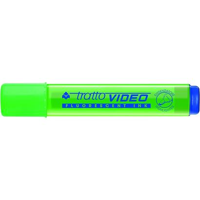 pack-de-12-unidades-tratto-video-marcador-fluorescente-punta-biselada-tinta-base-de-agua-secado-rapido-color-verde-fluorescente