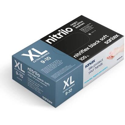 santex-nitriflex-black-soft-pack-de-100-guantes-de-nitrilo-para-examen-talla-xl-sin-polvo-libre-de-latex-ambidiestros-no-esteril