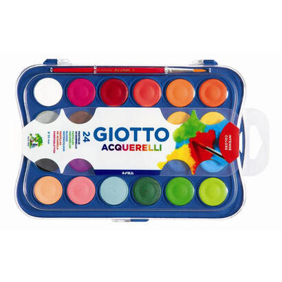 giotto-estuche-de-24-acuarelas-de-30mm-pincel-colores-brillantes-intensos-y-vivos-muy-cubrientes-colores-surtidos