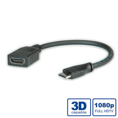 roline-11045586-cable-hdmi-015-m-hdmi-tipo-a-estandar-hdmi-type-c-mini-negro