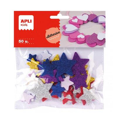 apli-formas-goma-eva-adhesivas-estrellas-con-purpurina-metalizada-colores-surtidos-50u-