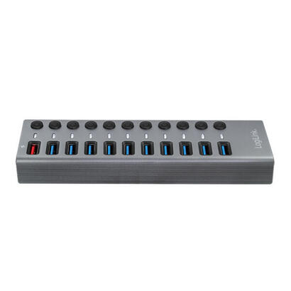 hub-logilink-usb-32-101-port-aluminum-grey-switch-for-each-port-onoff