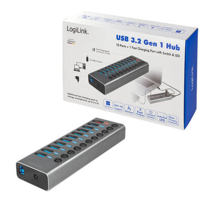 hub-logilink-usb-32-101-port-aluminum-grey-switch-for-each-port-onoff