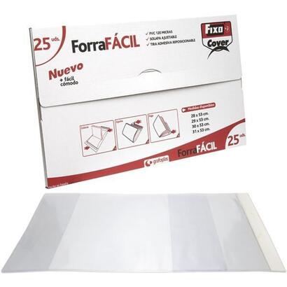 fixo-forro-libros-sin-adhesivo-solapa-ajustable-120-micras-pvc-028x053m-transparente-envase-de-25