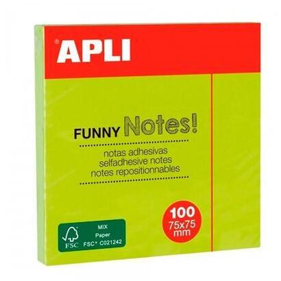 apli-notas-adhesivas-funny-75x75mm-bloc-100h-verde-fluorescente-12u-