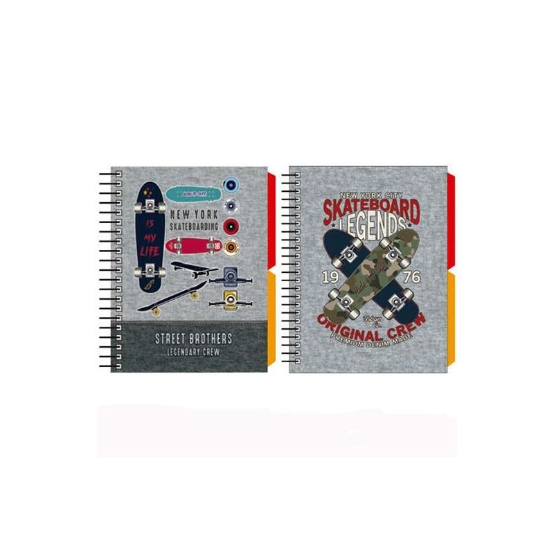 senfort-cuaderno-espiral-a6-120h-tdura-2-separadores-forrado-skateboard-surtido