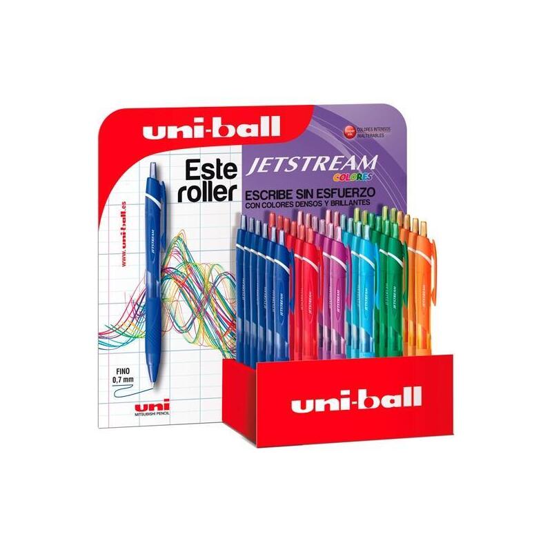 uniball-expositor-rollerball-jetstream-sxn-150c3d-retractil-azul-azul-claro-rojo-verde-verde-claro-rosa-naranja-violeta-36u-