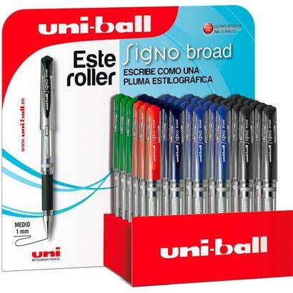 uniball-expositor-rollerball-signo-broad-um-1533d-rojo-negro-azul-verde-36u-