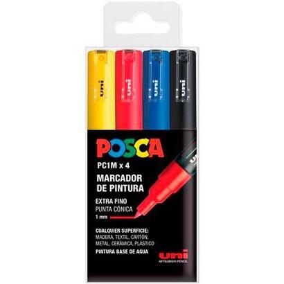 posca-marcador-pc-1m4c-no-permanente-punta-fina-07mm-colores-surtidos-basic-estuche-4u-