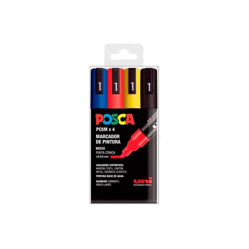 posca-marcador-pc-5m4c-no-permanente-18mm-25mm-colores-surtidos-basic-estuche-4u-