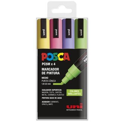 uniball-marcador-posca-pc-5m4c-no-permanente-18mm-25mm-colores-surtidos-brillantes-estuche-4u-