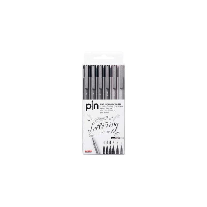 uniball-estuche-marcador-permanente-gris-negro-pin-200s6p-calibrados-6u-