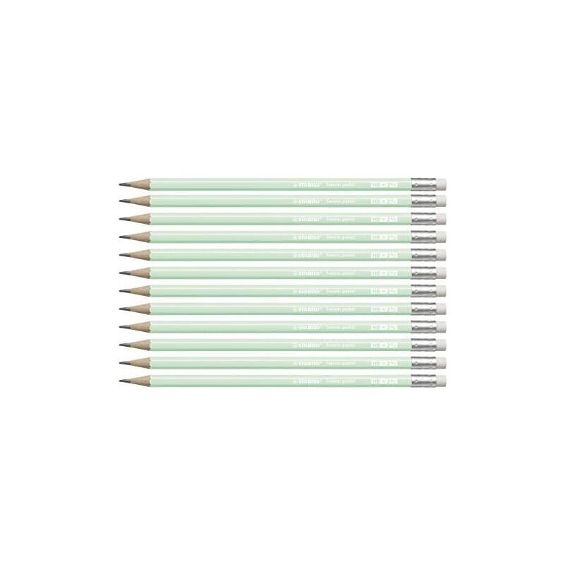 stabilo-lapiz-grafito-con-goma-swano-pastel-verde-12u-