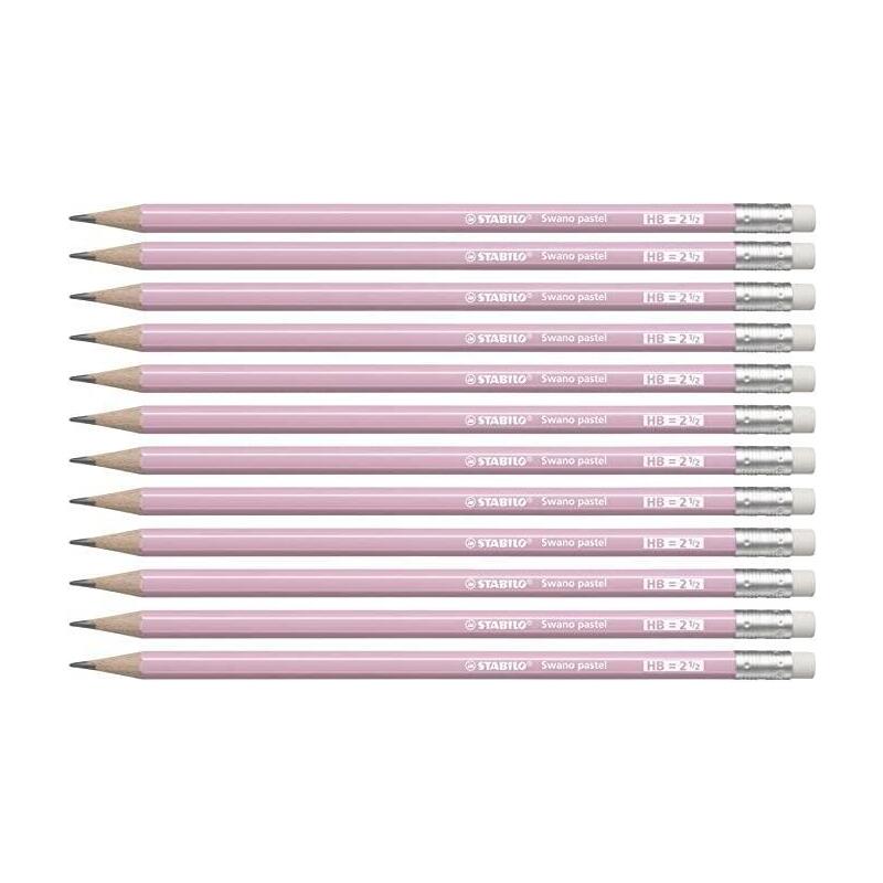 stabilo-lapiz-grafito-con-goma-swano-pastel-rosa-12u-