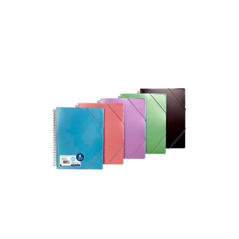 carchivo-carpeta-metal-espiral-pp-30-fundas-a4-cierre-cgomas-colores-metalicos-surtidos