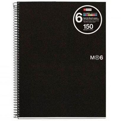 miquelrius-cuaderno-espiral-microperforado-150-hojas-5x5-tapas-polipropileno-y-franjas-de-colores-a4-negro-5u-