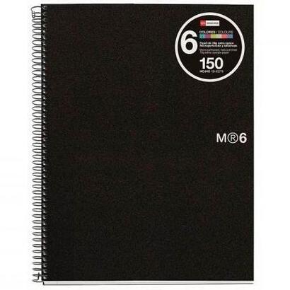 miquelrius-cuaderno-espiral-microperforado-150-hojas-5x5-tapas-polipropileno-y-6-franjas-de-color-a5-negro