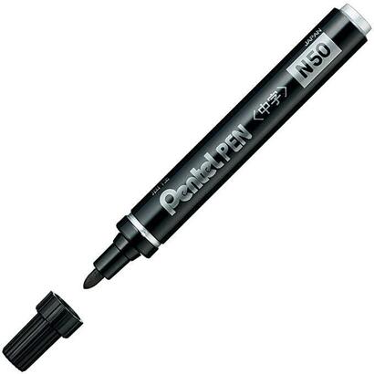 pentel-pen-n50-ae-marcador-permanente-cuerpo-aluminio-negro-y-punta-media-conica-12u-