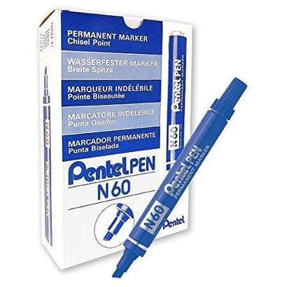 pentel-pen-n60-marcador-permanente-aluminio-punta-biselada-azul-12u-