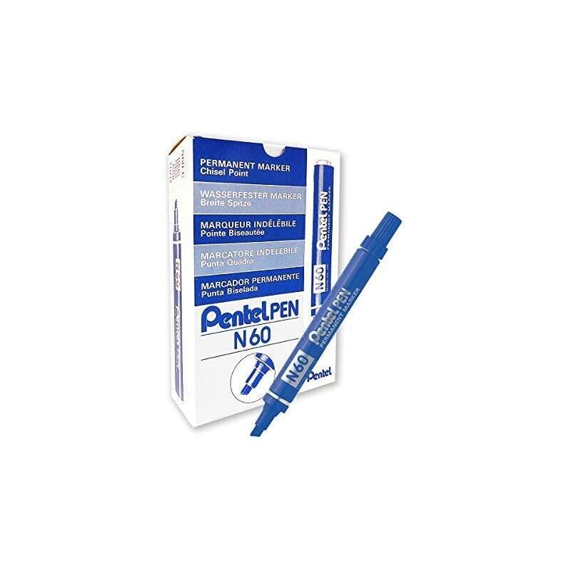 pentel-pen-n60-marcador-permanente-aluminio-punta-biselada-azul-12u-