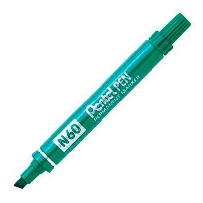 pentel-pen-n60-marcador-permanente-aluminio-punta-biselada-verde-12u-