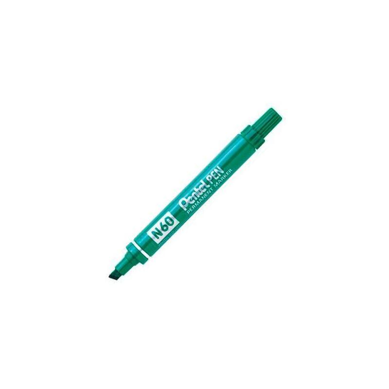 pentel-pen-n60-marcador-permanente-aluminio-punta-biselada-verde-12u-