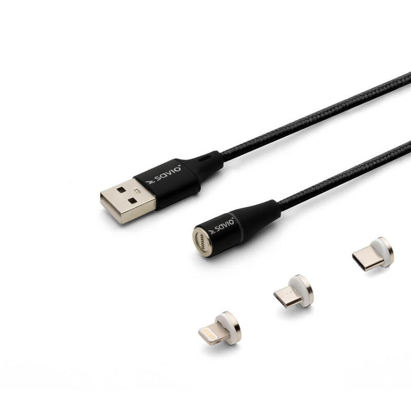 cable-magnetico-savio-usb-usb-tipo-c-micro-usb-lightning-2m-negro-cl-155